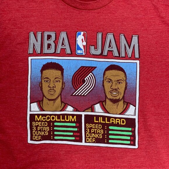 Homage NBA Jam T Shirt Damian Lillard CJ McCollum Portland Trail Blazers - Picture 2 of 8